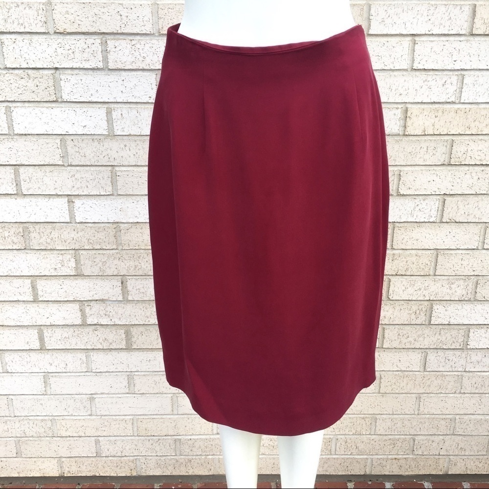 Jones New York Maroon Red Pencil Skirt 100% Silk Size 6